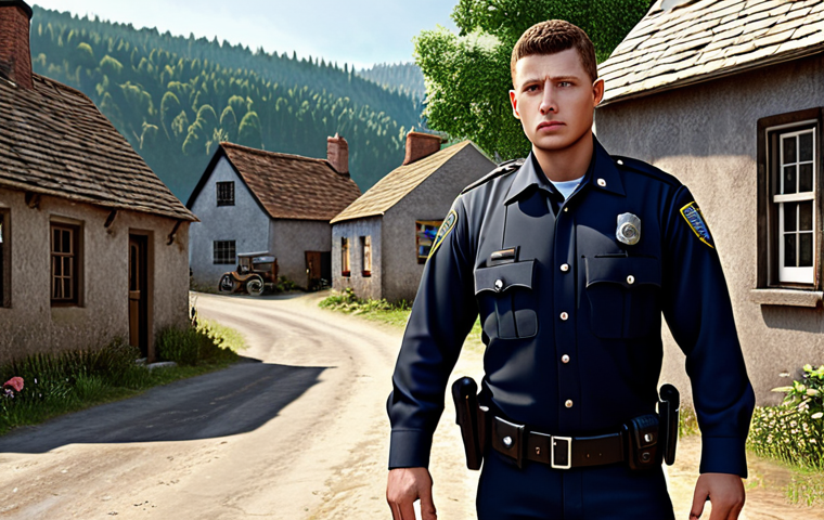 ** James Raynor as a young law enforcement officer in a small village, upholding peace with dedication.
**